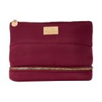 Quilted Makeup Bag with Brush Case. Burgundy